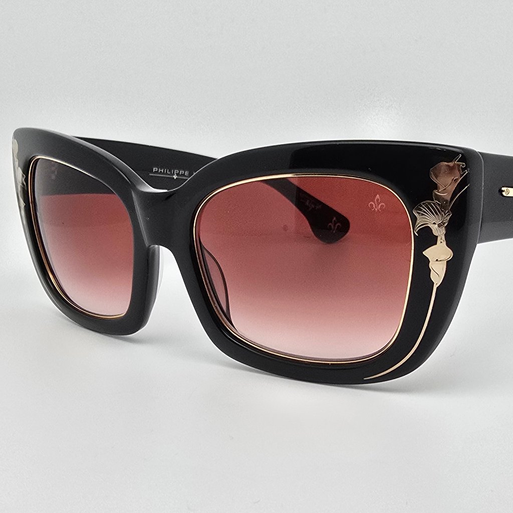 Philippe V Wn1 Gloss Black Gold Frame Red Gradient Lens Sunglasses Japan 54mm